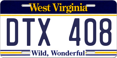 WV license plate DTX408