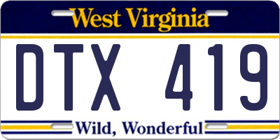 WV license plate DTX419