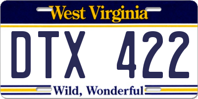WV license plate DTX422