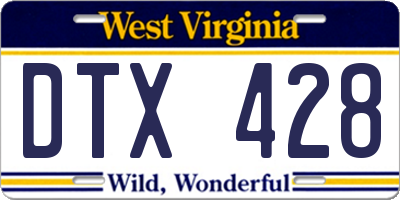 WV license plate DTX428