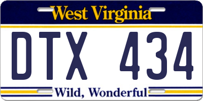 WV license plate DTX434