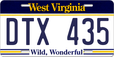 WV license plate DTX435
