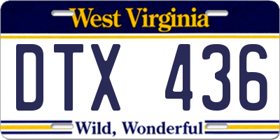 WV license plate DTX436