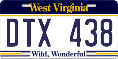 WV license plate DTX438