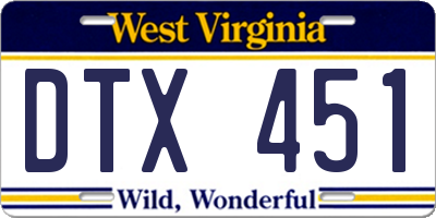 WV license plate DTX451