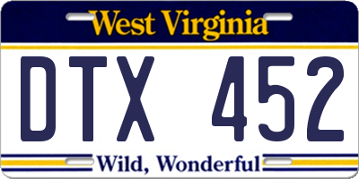 WV license plate DTX452