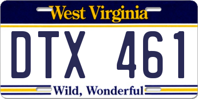 WV license plate DTX461