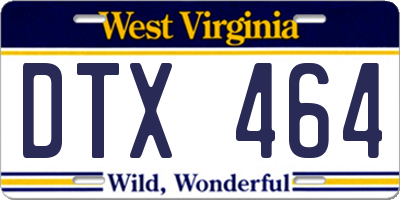 WV license plate DTX464
