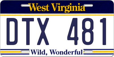 WV license plate DTX481