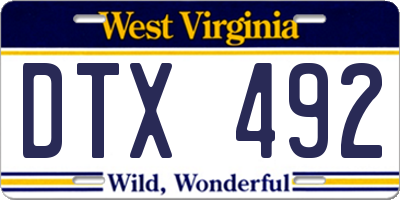WV license plate DTX492