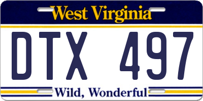 WV license plate DTX497
