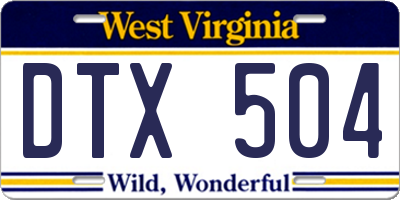 WV license plate DTX504