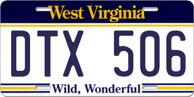 WV license plate DTX506