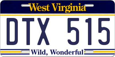 WV license plate DTX515
