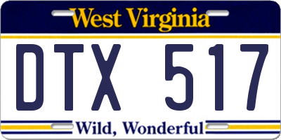 WV license plate DTX517