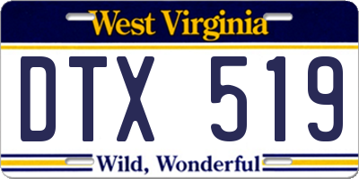 WV license plate DTX519