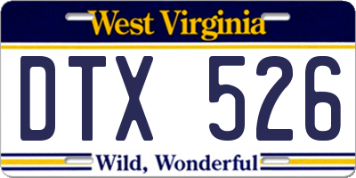 WV license plate DTX526