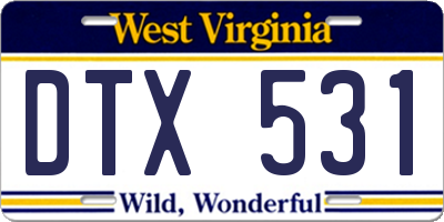 WV license plate DTX531
