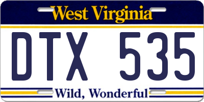 WV license plate DTX535