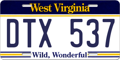 WV license plate DTX537