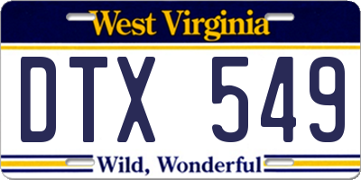 WV license plate DTX549