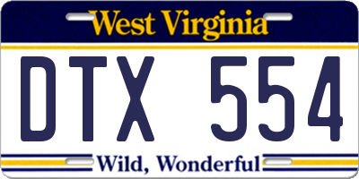 WV license plate DTX554