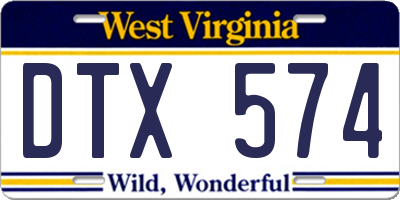WV license plate DTX574