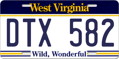 WV license plate DTX582