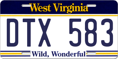 WV license plate DTX583