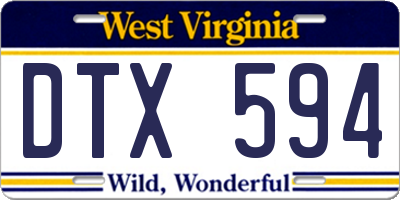 WV license plate DTX594