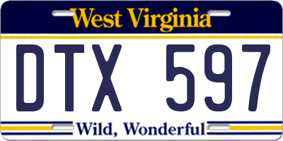 WV license plate DTX597