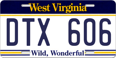 WV license plate DTX606