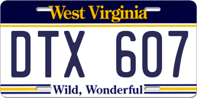 WV license plate DTX607
