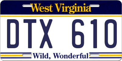 WV license plate DTX610