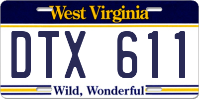 WV license plate DTX611