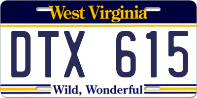 WV license plate DTX615