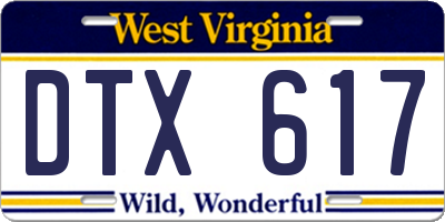 WV license plate DTX617