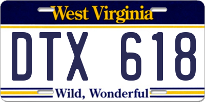 WV license plate DTX618
