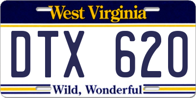 WV license plate DTX620