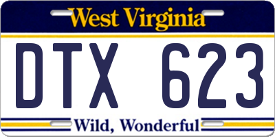 WV license plate DTX623