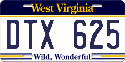 WV license plate DTX625