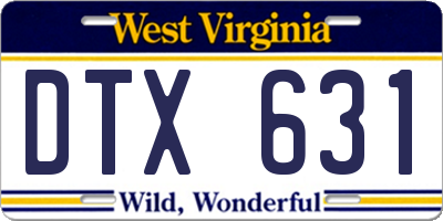 WV license plate DTX631
