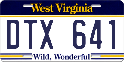 WV license plate DTX641