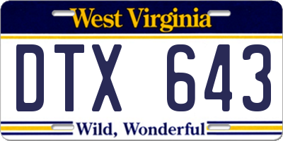 WV license plate DTX643