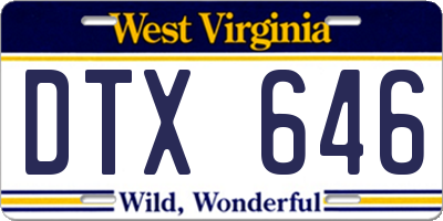 WV license plate DTX646