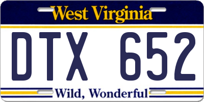 WV license plate DTX652
