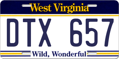 WV license plate DTX657