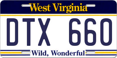 WV license plate DTX660