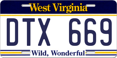 WV license plate DTX669