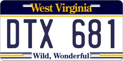 WV license plate DTX681